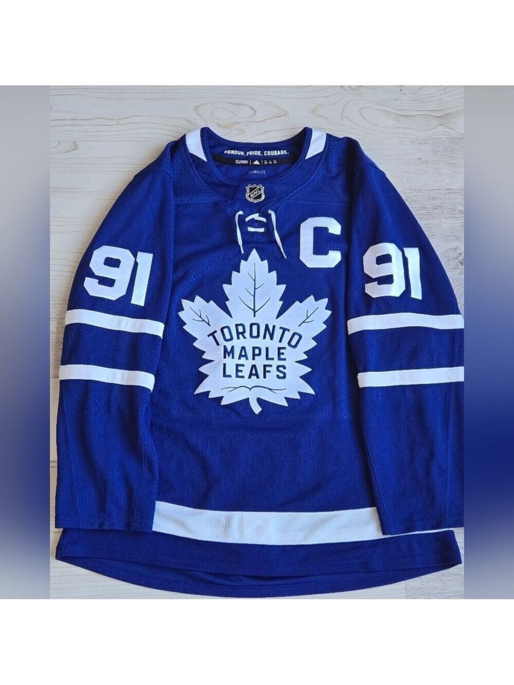 Toronto Maple Leafs #91 John Tavares Captain NHL Jersey Blue Adidas